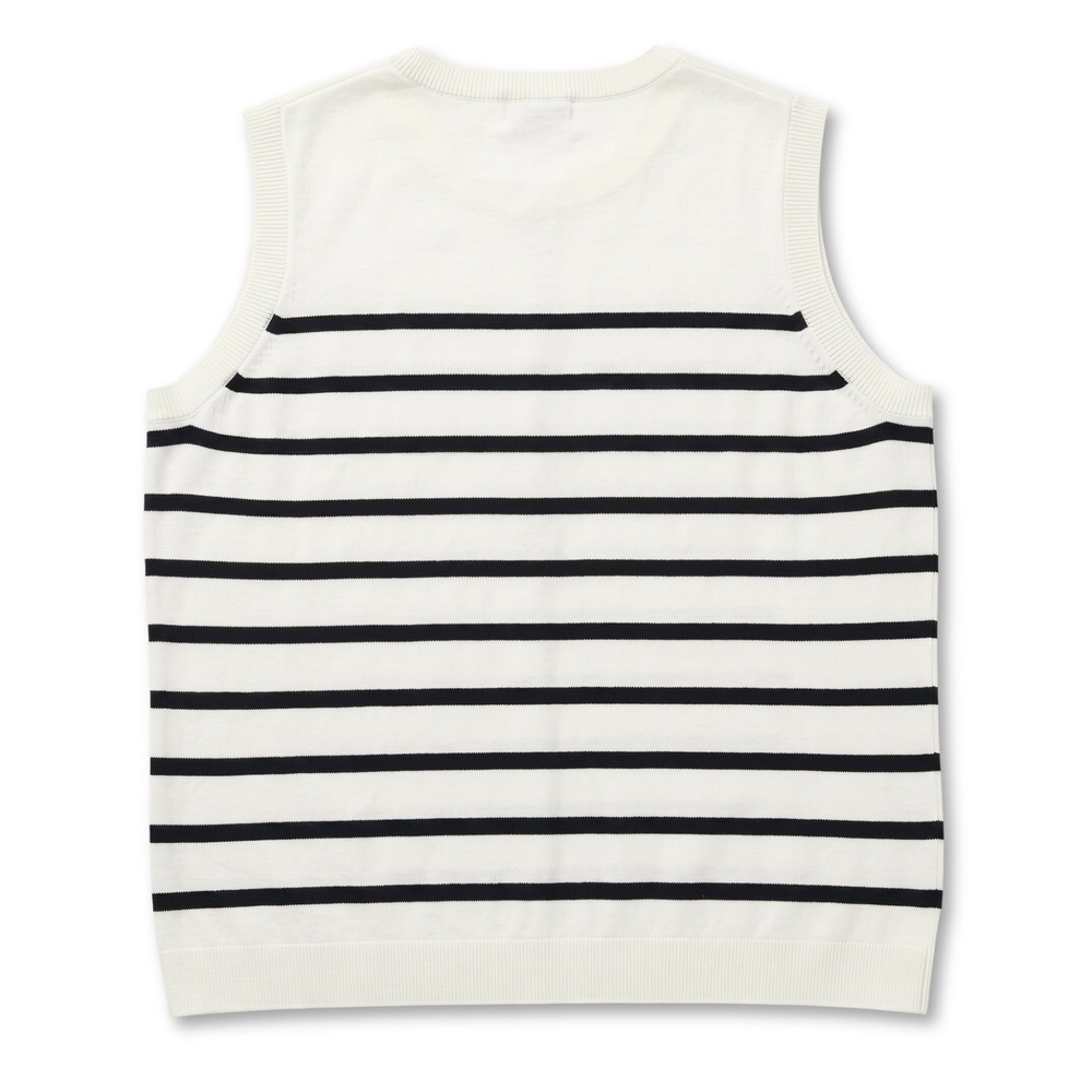 A New Day Sweater Vest Women XL Ivory Black Striped Sleeveless Knit Crewneck Top - Picture 3 of 8